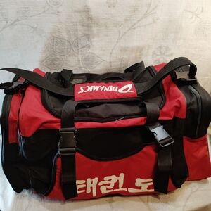 Dynamic Red and Black Duffel Bag